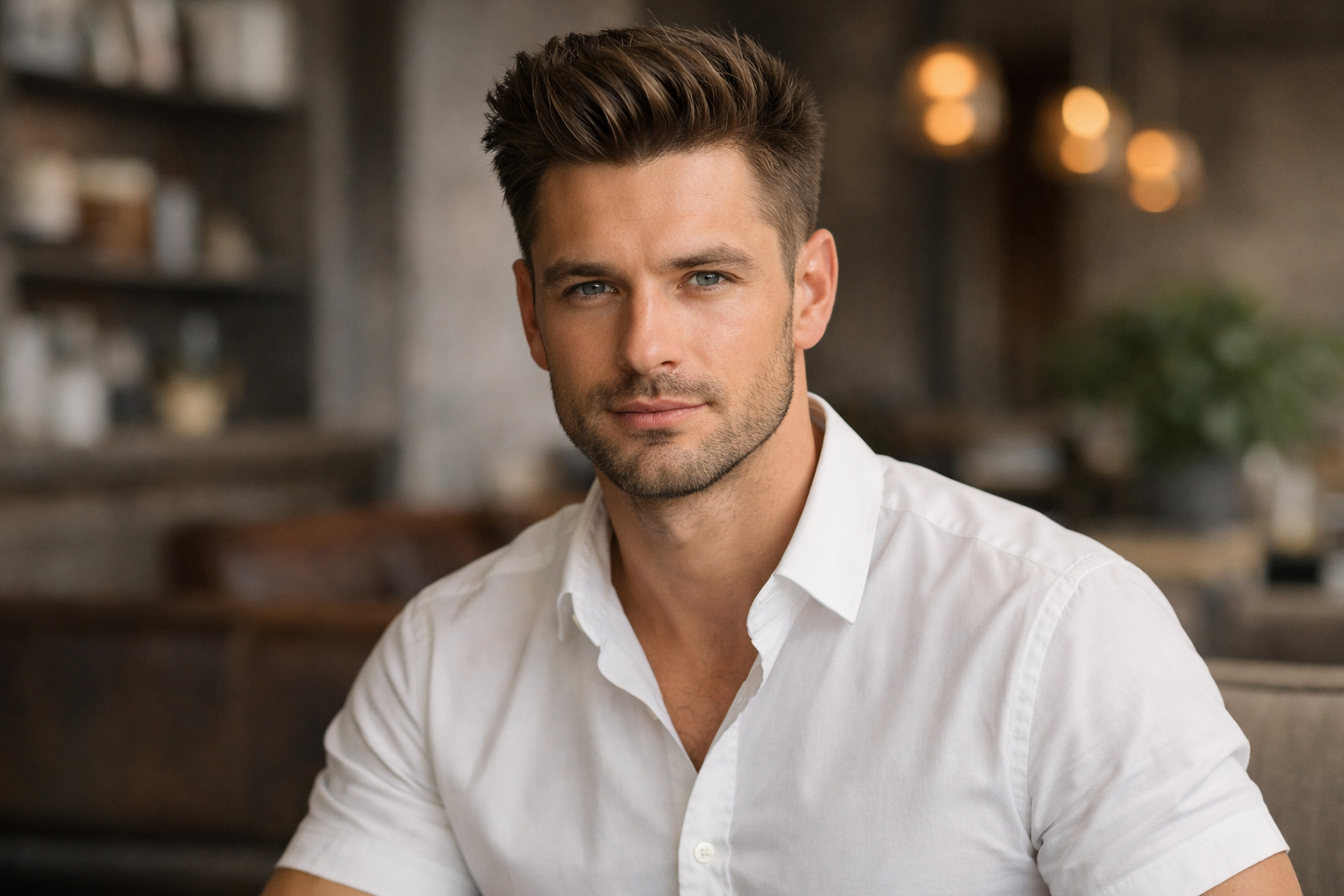 Man with diamond face shape and balanced haircut